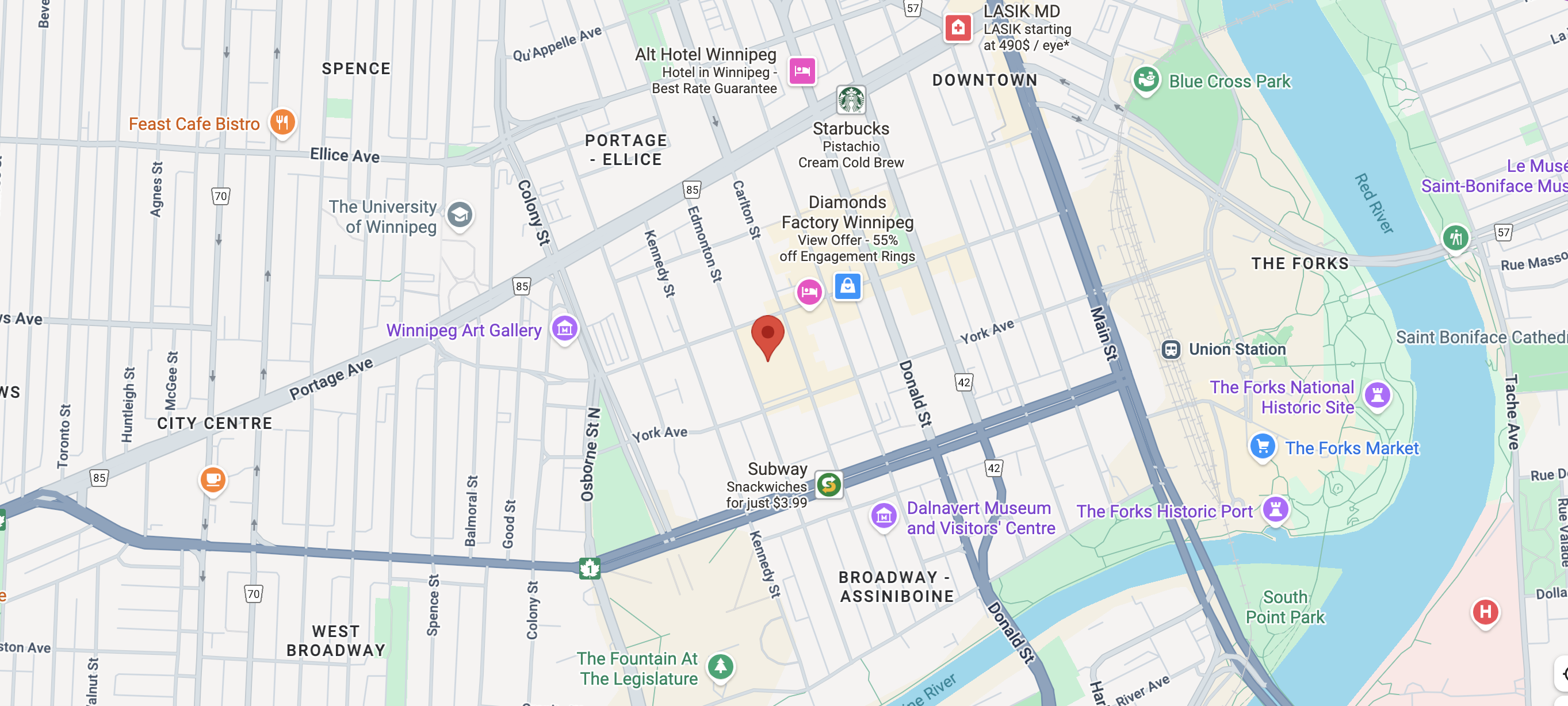 RBC Convention Centre Winnipeg Location Map - Click to open in Google Maps